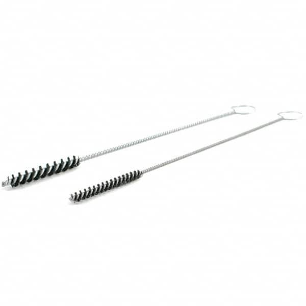 Brush Research Mfg. - 5/16" Diam Helical Nylon Tube Brush - Single Spiral, 0.008" Filament Diam, 2" Brush Length, 10" OAL, Galvanized Steel Shank - Strong Tooling