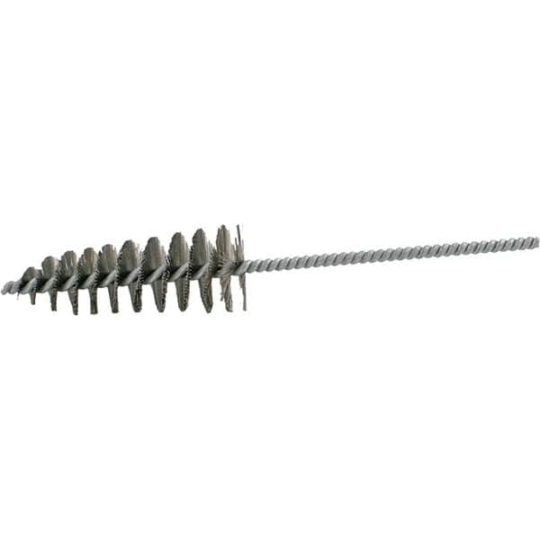 Brush Research Mfg. - 1-3/4" Diam Helical Steel Tube Brush - Single Spiral, 0.012" Filament Diam, 4-1/4" Brush Length, 10" OAL, 0.292" Diam Galvanized Steel Shank - Strong Tooling