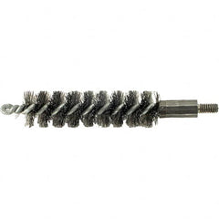 Brush Research Mfg. - 1/2" Diam Helical Steel Tube Brush - Single Spiral, 0.006" Filament Diam, 2" Brush Length, 2-9/16" OAL, 0.14" Diam Galvanized Steel Shank - Strong Tooling