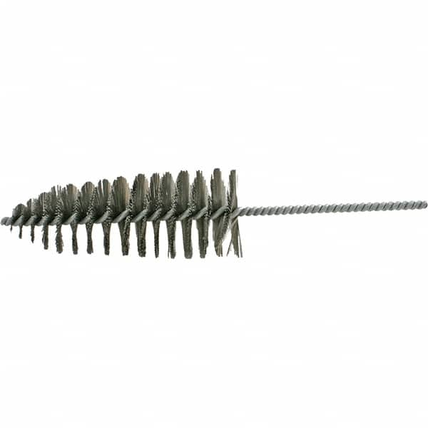 Brush Research Mfg. - 2-1/2" Diam Helical Steel Tube Brush - Single Spiral, 0.012" Filament Diam, 6-1/2" Brush Length, 12" OAL, 0.292" Diam Galvanized Steel Shank - Strong Tooling