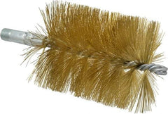 Schaefer Brush - 4-1/2" Brush Length, 3-1/2" Diam, Double Stem, Single Spiral Tube Brush - 8" Long, Brass, 1/4" NPSM Male Connection - Strong Tooling