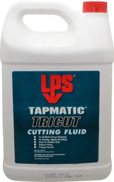 LPS - Tapmatic TriCut, 1 Gal Bottle Cutting & Tapping Fluid - Semisynthetic, For Boring, Broaching, Drawing, Drilling, Engraving, Facing, Milling, Reaming, Sawing, Stamping, Tapping, Threading, Turning - Strong Tooling