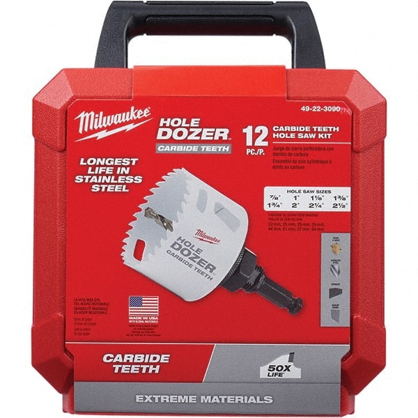 Milwaukee Tool - Hole Saw Kits Minimum Saw Diameter (Inch): 7/8 Maximum Saw Diameter (Inch): 2-1/2 - Strong Tooling