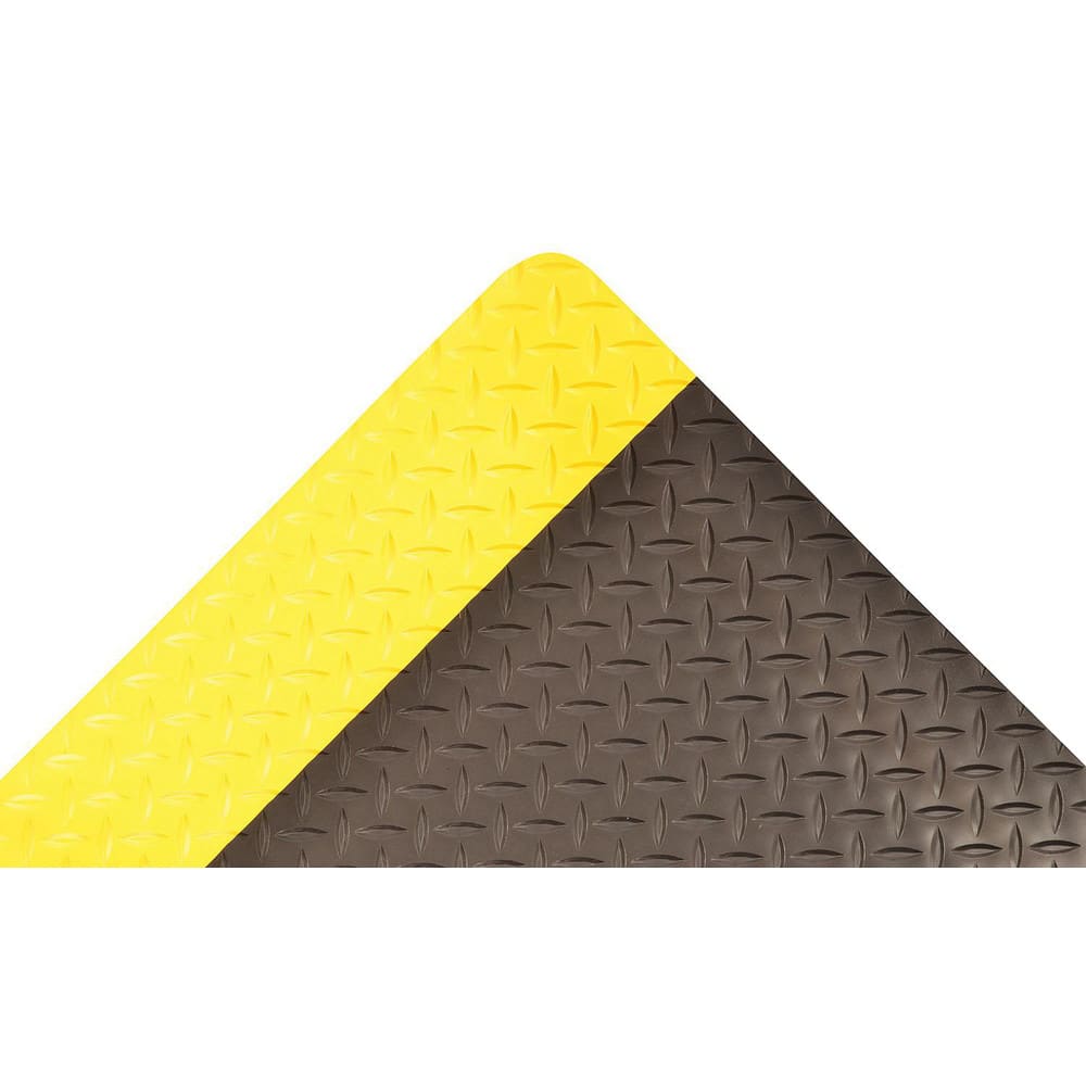 Anti-Fatigue Mat:  900.0000″ Length,  24.0000″ Wide,  1″ Thick,  Nitrile Rubber,  Beveled Edge,  Heavy Duty Diamond Plates,  Black & Yellow,  Dry