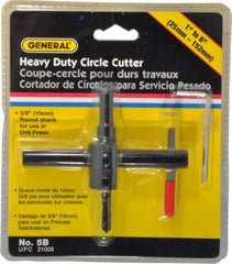 General - 1 to 6" Cutting Diam, Circle Cutter Tool - Straight Shank, 3/8" Shank Diam - Strong Tooling