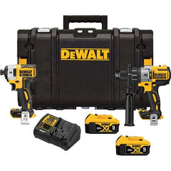 Cordless Tool Combination Kit: 20V (2) DCB205 20V MAX XR Li-Ion Batteries (5 Ah), 1/2″Hammerdrill Driver, 1/4″Impact Driver, Charger, Storage Case