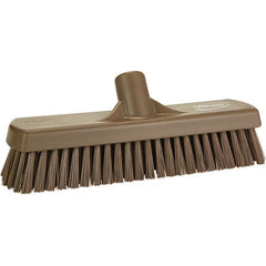 Vikan - 1.7" Bristle Length, Polyester Scrub Brush - 11-1/4" Long x 3" Wide Head, 11-1/4" OAL, Brown, Polypropylene Block - Strong Tooling