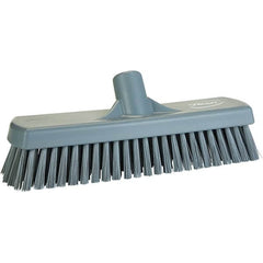 Vikan - 1.7" Bristle Length, Polyester Scrub Brush - 11-1/4" Long x 3" Wide Head, 11-1/4" OAL, Gray, Polypropylene Block - Strong Tooling