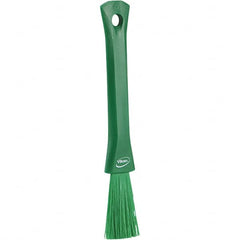 Vikan - 2-1/4" Bristle Length, Polyester Detail Brush - 1-1/4" Long x 0.4" Wide Head, 8.07" OAL, Ergonomic Handle, Green, Polypropylene Block - Strong Tooling