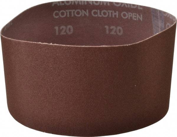 Norton - 3" Wide x 18" OAL, 120 Grit, Aluminum Oxide Abrasive Belt - Aluminum Oxide, Fine, Coated, X Weighted Cloth Backing, Series R228 - Strong Tooling