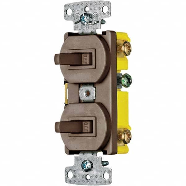 Hubbell Wiring Device-Kellems - Combination Wall Switch & Receptacles Combination Switch/Receptacle Type: Toggle Switch Color: Brown - Strong Tooling