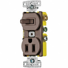 Hubbell Wiring Device-Kellems - Combination Wall Switch & Receptacles Combination Switch/Receptacle Type: Combination Outlet & Switch Color: Brown - Strong Tooling