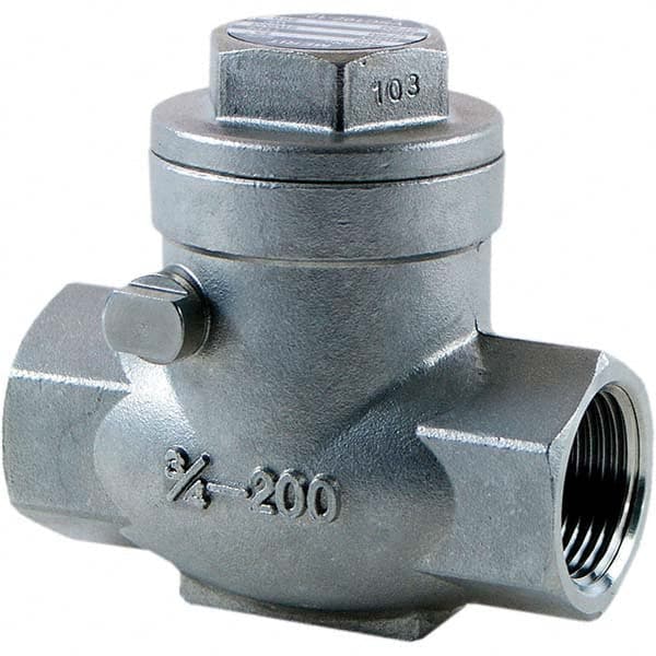 Merit Brass - Check Valves; Design: Check Swing ; Pipe Size (Inch): 1/4 ; End Connections: All FNPT ; Material: CF8M ; Material: CF8M ; Seal Material: Teflon - Exact Industrial Supply