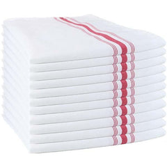 Tablecloths; Type: Cloth Napkins; Color: White/Red; Width (Inch): 18; Length (Inch): 22; Material: Polyester; Shape: Rectangular