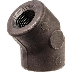 Black 45 ° Elbow: 3/4″, Threaded Steel, Black Finish, Class 3000, ANSI/ASME B1.20.1, ANSI/ASME B16.11-MSS SP-83 & ASTM A105