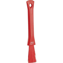 Vikan - 2-1/4" Bristle Length, Polyester Detail Brush - 1-1/4" Long x 0.4" Wide Head, 8.07" OAL, Ergonomic Handle, Red, Polypropylene Block - Strong Tooling