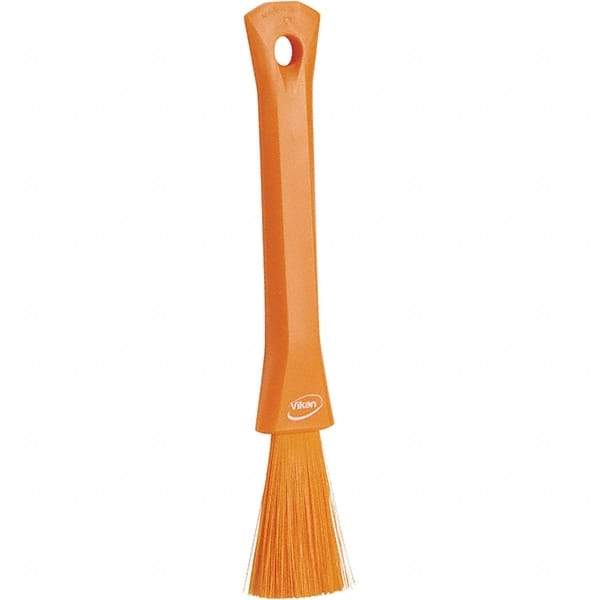 Vikan - 2-1/4" Bristle Length, Polyester Detail Brush - 1-1/4" Long x 0.4" Wide Head, 8.07" OAL, Ergonomic Handle, Orange, Polypropylene Block - Strong Tooling