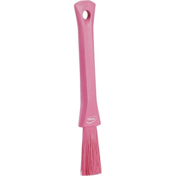 Vikan - 2-1/4" Bristle Length, Polyester Detail Brush - 1-1/4" Long x 0.4" Wide Head, 8.07" OAL, Ergonomic Handle, Pink, Polypropylene Block - Strong Tooling