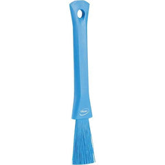 Vikan - 2-1/4" Bristle Length, Polyester Detail Brush - 1-1/4" Long x 0.4" Wide Head, 8.07" OAL, Ergonomic Handle, Blue, Polypropylene Block - Strong Tooling