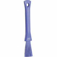 Vikan - 2-1/4" Bristle Length, Polyester Detail Brush - 1-1/4" Long x 0.4" Wide Head, 8.07" OAL, Ergonomic Handle, Purple, Polypropylene Block - Strong Tooling