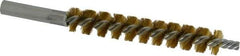 Schaefer Brush - 4" Brush Length, 5/8" Diam, Double Stem, Single Spiral Tube Brush - 6-1/4" Long, Brass, 12-24 Female Connection - Strong Tooling