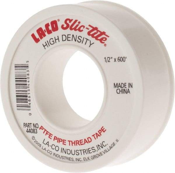 LA-CO - 1/2" Wide x 600" Long General Purpose Pipe Repair Tape - 3 mil Thick, -450 to 550°F, White - Strong Tooling