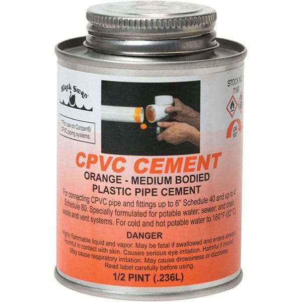 Black Swan - 1/2 Pt Medium Bodied Cement - Orange, Use with CPVC - Strong Tooling