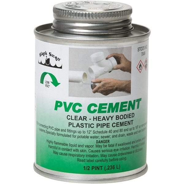 Black Swan - 1/2 Pt Heavy Duty Cement - Clear, Use with PVC - Strong Tooling