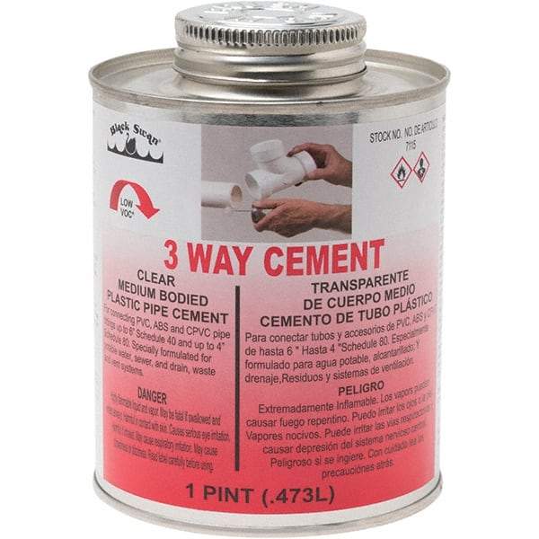 Black Swan - 1 Pt Medium Bodied Cement - Clear, Use with ABS, PVC & CPVC up to 6" Diam - Strong Tooling