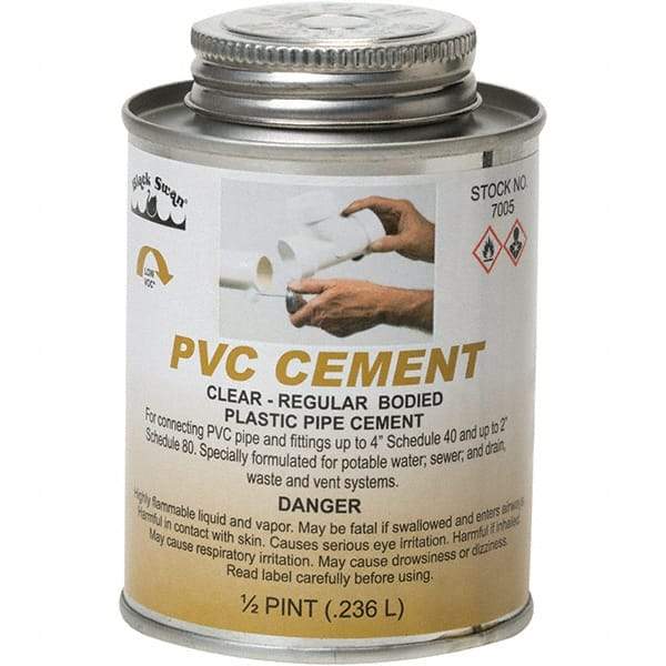 Black Swan - 1/2 Pt Regular Bodied Cement - Clear, Use with PVC - Strong Tooling