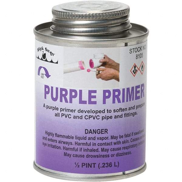 Black Swan - 1/2 Pt All Purpose Primer/Cleaner - Purple, Use with PVC & CPVC - Strong Tooling