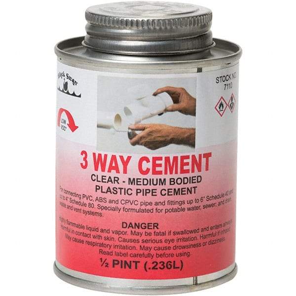 Black Swan - 1/2 Pt Medium Bodied Cement - Clear, Use with ABS, PVC & CPVC up to 6" Diam - Strong Tooling