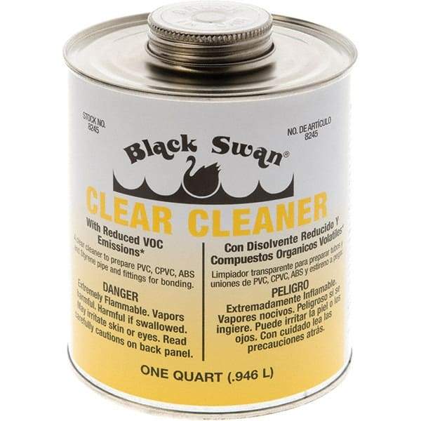 Black Swan - 1 Qt All-Purpose Cleaner - Clear, Use with ABS, PVC & CPVC up to 6" Diam - Strong Tooling