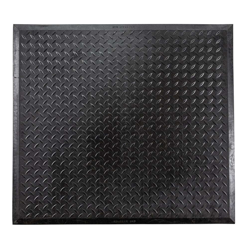 Anti-Fatigue Mat:  31.0000″ Length,  36.0000″ Wide,  1/2″ Thick,  Natural Rubber,  Beveled Edge,  Medium Duty Raised Diamond,  Black,  Dry