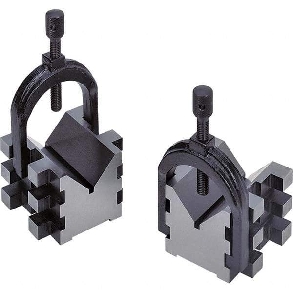 TESA Brown & Sharpe - 2" Max Capacity, 90° Angle, Hardened Steel V-Block - 2-1/2" Long x 2-1/2" Wide x 2" High, Sold as 2 Block Set - Strong Tooling