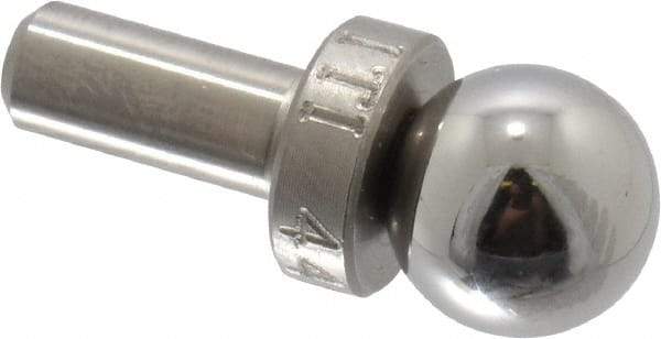 Jergens - 9.53mm Ball Diam, 4.75mm Shank Diam, Stainless Steel Checking Tooling Ball - 3/4" Ball Center to Shank Bottom, 0.3" Ball Center to Shoulder Bottom, with Shoulder, Breakaway - Strong Tooling