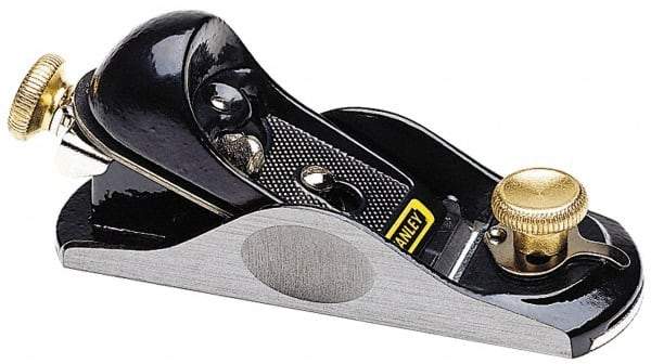 Stanley - 6-3/8" OAL, 1-5/8" Blade Width, Block Plane - High Carbon Steel Blade, Cast Iron Body - Strong Tooling