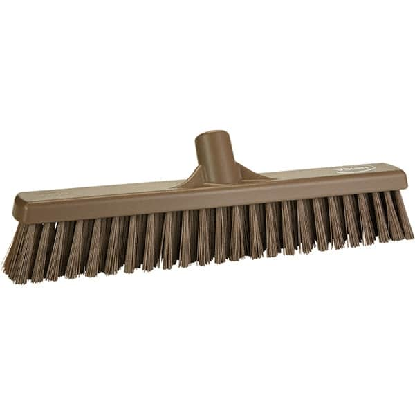 Vikan - 16" Fine Particle Polyester Push Broom - 2" Bristle Length, Plastic Block, European Threaded Handle Connection, Handle Sold Separately - Strong Tooling