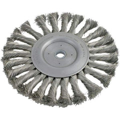 Brush Research Mfg. - 4" OD, 3/8 & 1/2" Arbor Hole, Knotted Stainless Steel Wheel Brush - 1/2" Face Width, 13/16" Trim Length, 20,000 RPM - Strong Tooling