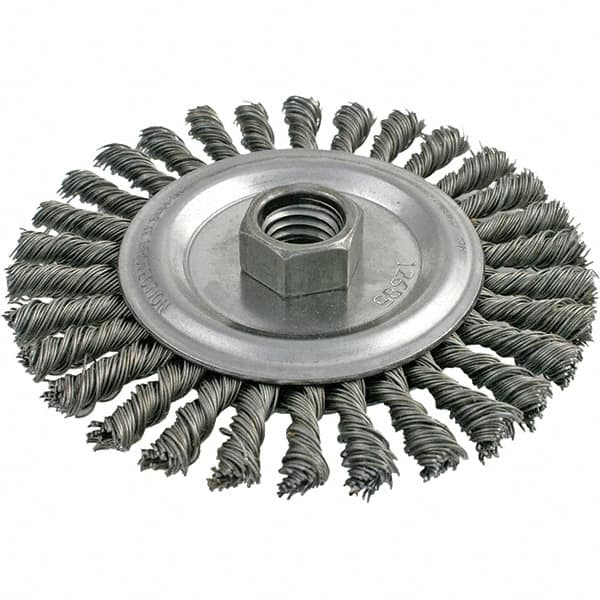 Brush Research Mfg. - 4" OD, 5/8-11 Arbor Hole, Stringer Bead Stainless Steel Wheel Brush - 3/16" Face Width, 7/8" Trim Length, 20,000 RPM - Strong Tooling