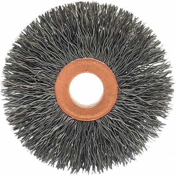 Brush Research Mfg. - 2-1/2" OD, 1/2" Arbor Hole, Crimped Stainless Steel Wheel Brush - Strong Tooling