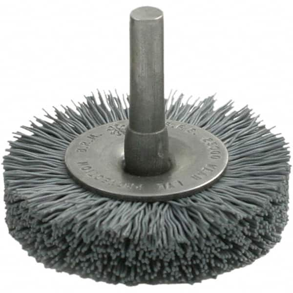 Brush Research Mfg. - 2-1/2" OD, Crimped Abrasive Nylon Wheel Brush - 7/16" Face Width, 11/16" Trim Length, 25,000 RPM - Strong Tooling