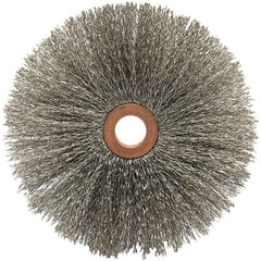 Brush Research Mfg. - 4" OD, 5/8" Arbor Hole, Crimped Carbon Wheel Brush - 5/8" Face Width, 1-9/16" Trim Length, 20,000 RPM - Strong Tooling