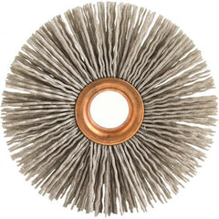 Brush Research Mfg. - 3-1/2" OD, 5/8" Arbor Hole, Crimped Abrasive Nylon Wheel Brush - 3/4" Face Width, 3/16" Trim Length, 20,000 RPM - Strong Tooling