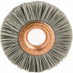 Brush Research Mfg. - 4" OD, 1/2" Arbor Hole, Crimped Abrasive Nylon Wheel Brush - 3/4" Face Width, 1-7/16" Trim Length, 20,000 RPM - Strong Tooling