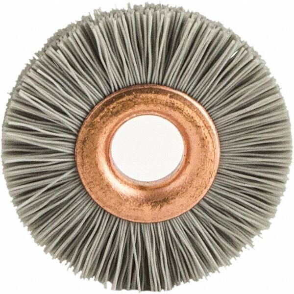 Brush Research Mfg. - 1" OD, 3/8" Arbor Hole, Crimped Abrasive Nylon Wheel Brush - 1/4" Face Width, 1/8" Trim Length, 20,000 RPM - Strong Tooling