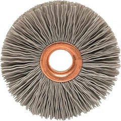 Brush Research Mfg. - 3-1/2" OD, 5/8" Arbor Hole, Crimped Abrasive Nylon Wheel Brush - 3/4" Face Width, 3/16" Trim Length, 20,000 RPM - Strong Tooling