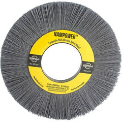 Brush Research Mfg. - 6" OD, 2" Arbor Hole, Crimped Abrasive Nylon Wheel Brush - 1" Face Width, 1-1/2" Trim Length, 3,600 RPM - Strong Tooling