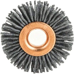 Brush Research Mfg. - 1" OD, 3/8" Arbor Hole, Crimped Abrasive Nylon Wheel Brush - 1/4" Face Width, 1/8" Trim Length, 20,000 RPM - Strong Tooling