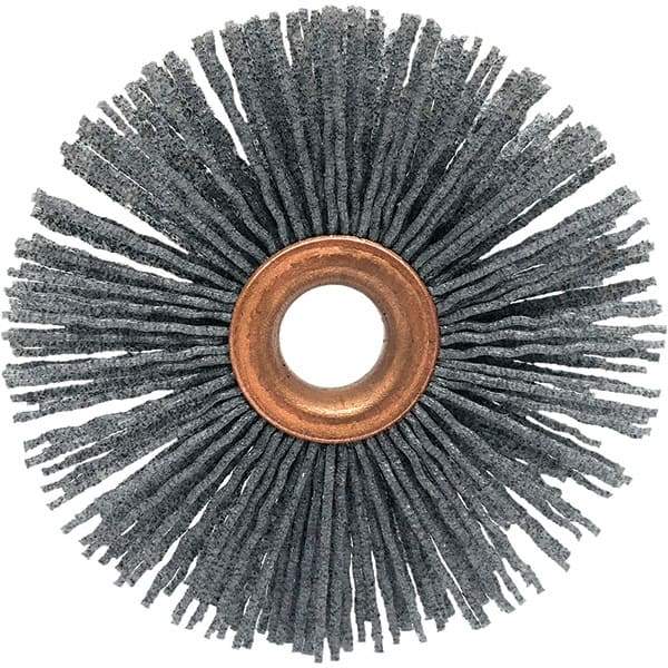 Brush Research Mfg. - 4" OD, 5/8" Arbor Hole, Crimped Abrasive Nylon Wheel Brush - 3/4" Face Width, 1-7/16" Trim Length, 20,000 RPM - Strong Tooling